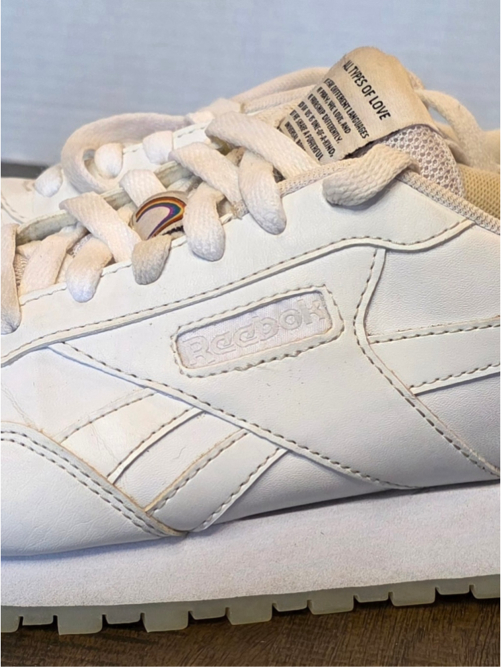 Reebok Classic Harman Run S Pride Mens 6 Womens 7.5 White Athletic Shoes Sneaker - Picture 9 of 9